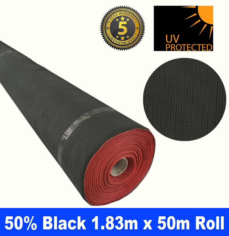 Shade Cloth Roll - 50% x 1.83m x 50m (Black)
