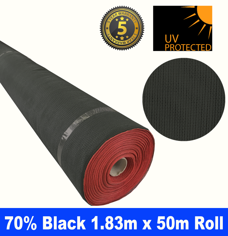 Shade Cloth Roll - 70% x 1.83m x 50m (Black)