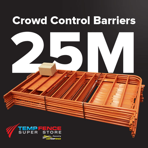 25m Pack of 2.2m Orange Crowd Control Barriers