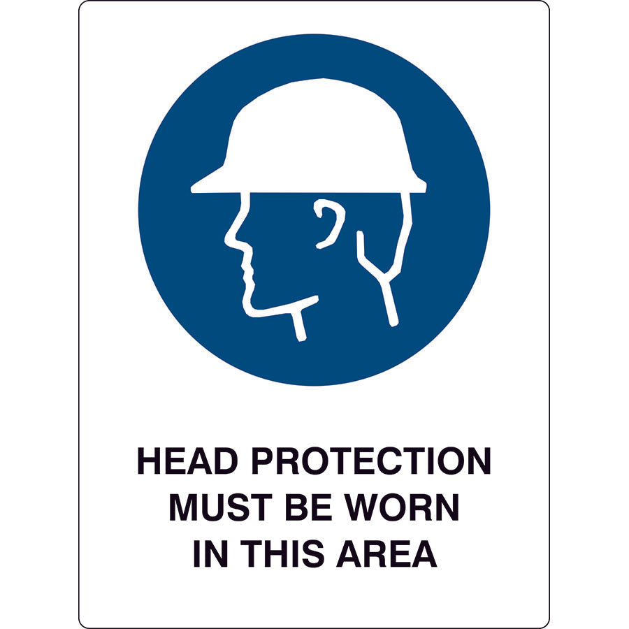 Safety Sign - Head protection must be worn in this area