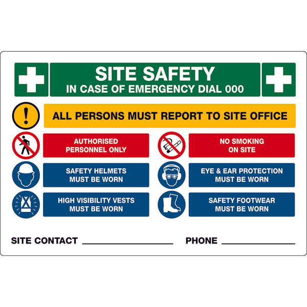 Safety Sign - Construction Site Combination Sign - Site Safety
