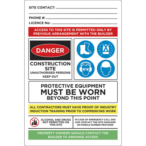 Safety Sign - Construction Site Combination Sign